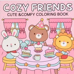 1pc COZY FRIENDS coloring book For Adults And Kids,Simple And Big Designs For Relaxat colouring books,Toys suitable for boys and girls, zero foundation drawing to relieve stress coloring book，Christmas gift，Halloween Gift，Back to school gifts