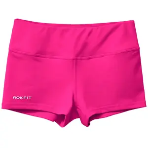 RokFit 2.5" Booty Short - Pink, Athletic Fitted Body-Contouring Shorts with Moisture-Wicking 85% Nylon 15% Spandex, Double-Layered Crotch Gusset for Comfort