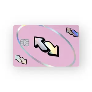Light Pink Uno Reverse Card Small Chip Holographic Credit Card Decal Sticker Card Skin Vinyl Sticker Card--=%2=- Cover=%2=----=%2=- decorative=%2=----=%2=- cover=%2=-- decorative cover