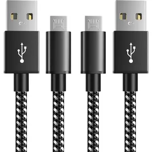 Charger Cable for PS4 Controller, 10ft Micro USB Nylon Braided Cord, PS4 Wire for PlayStation 4, PS4 Slim/Pro, Xbox One S/X Controller, 2 Pack Black