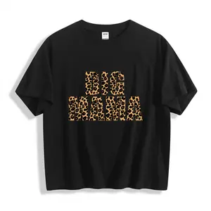 Womens Cotton Cropped Graphic Tee Big Mama Leopard Print Short Sleeve Summer Top Cute Casual Streetwear Outfit For Mom Mama Life Matching Family Photos
