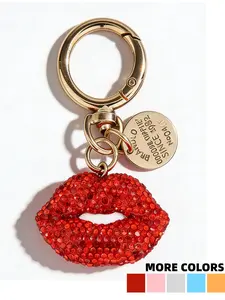 Sexy Lip Keychain Charm, Valentine's Day Gift, Handmade Rhinestone Pendant, Minimalist Style, Perfect for Women and Kids, Bag Accessory, Trendy Cute Keychain
