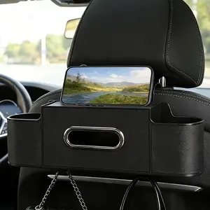 UTEK Car Rear Seat Hanging Storage Box with Tissue Holder & 2 Cup Holders, Car Headrest Organizer for Drinks, Snacks and Phones