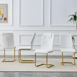 MUUOKY Modern Dining Chairs with Faux Leather Padded Seat Dining Living Room Chairs Upholstered Chair with Metal Legs Design for Kitchen, Living, Bedroom, Dining Room Side PU Leather High Back Dining Chairs