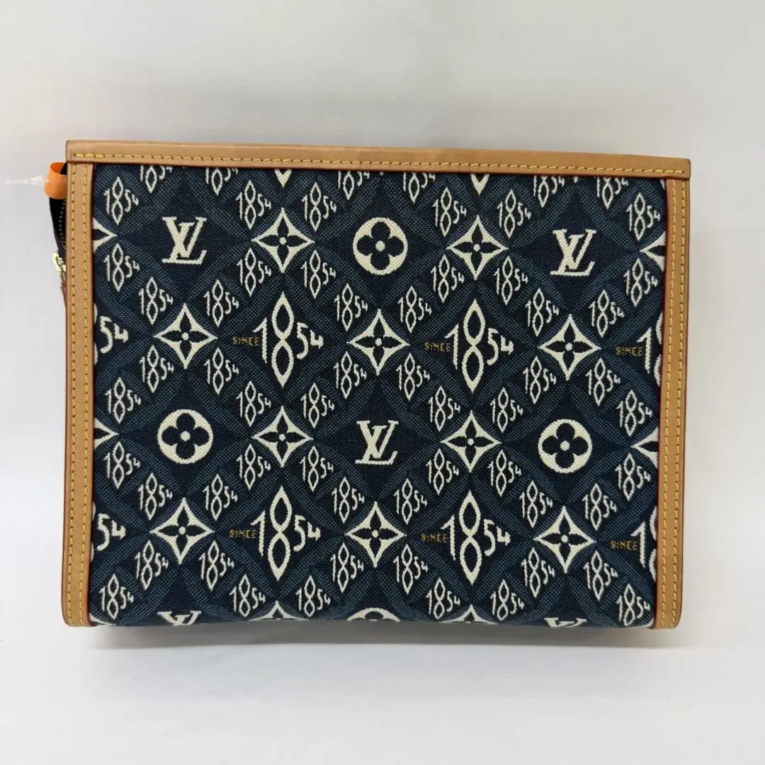 Pre-owned Louis Vuitton 1854 Monogram Jacquard Toiletry Bag Navy Blue Cosmetic Travel Bag for Toiletries