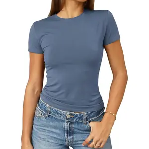 Women's Casual Basic Going Out Crop Tops Slim Fit Short Sleeve Crew Neck Tight T Shirts 2026Gift