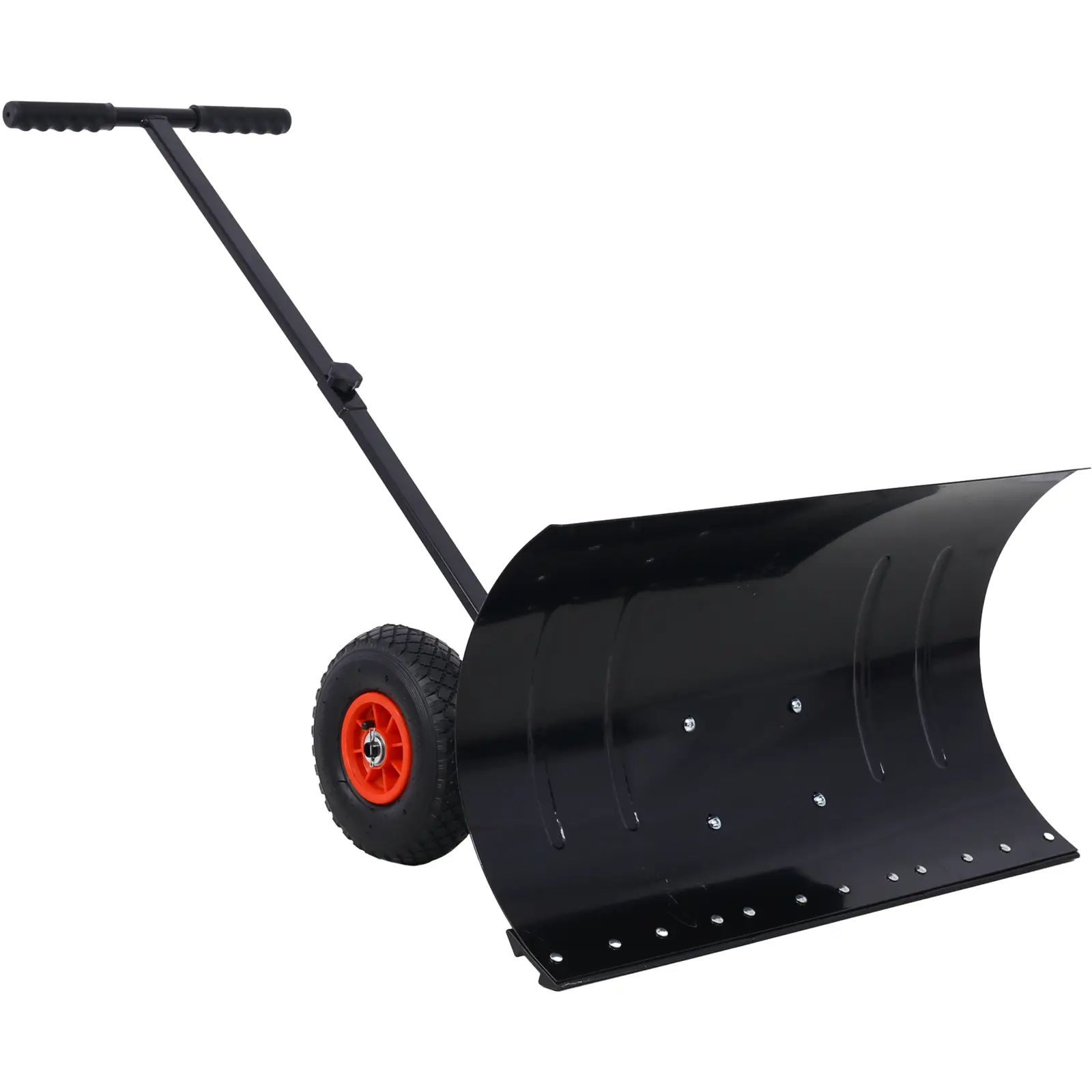 DOMISO Snow Shovel with Wheels, Fallen Leaves Shovel, Snow Pusher, Cushioned Adjustable Angle Handle Snow Removal Tool, 29" Blade, 10" Wheels, Black