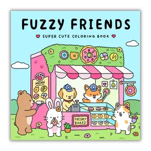 Mother's Day Gift  Fuzzy Friends Coloring Book  for Adults and Teens Featuring Adorable Animals Characters (Fuzzy Friends Coloring) Paperback