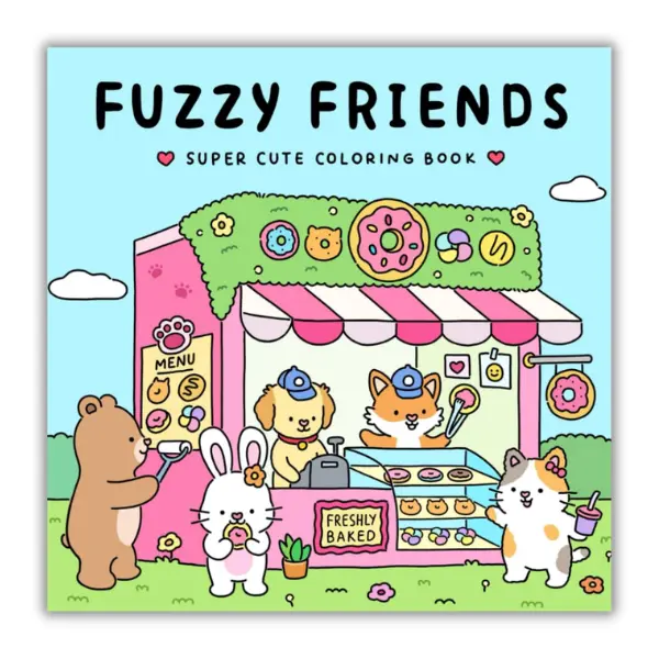 Summer Spring Gift Fuzzy Friends Coloring Book  for Adults and Teens Featuring Adorable Animals Characters (Fuzzy Friends Coloring) Paperback