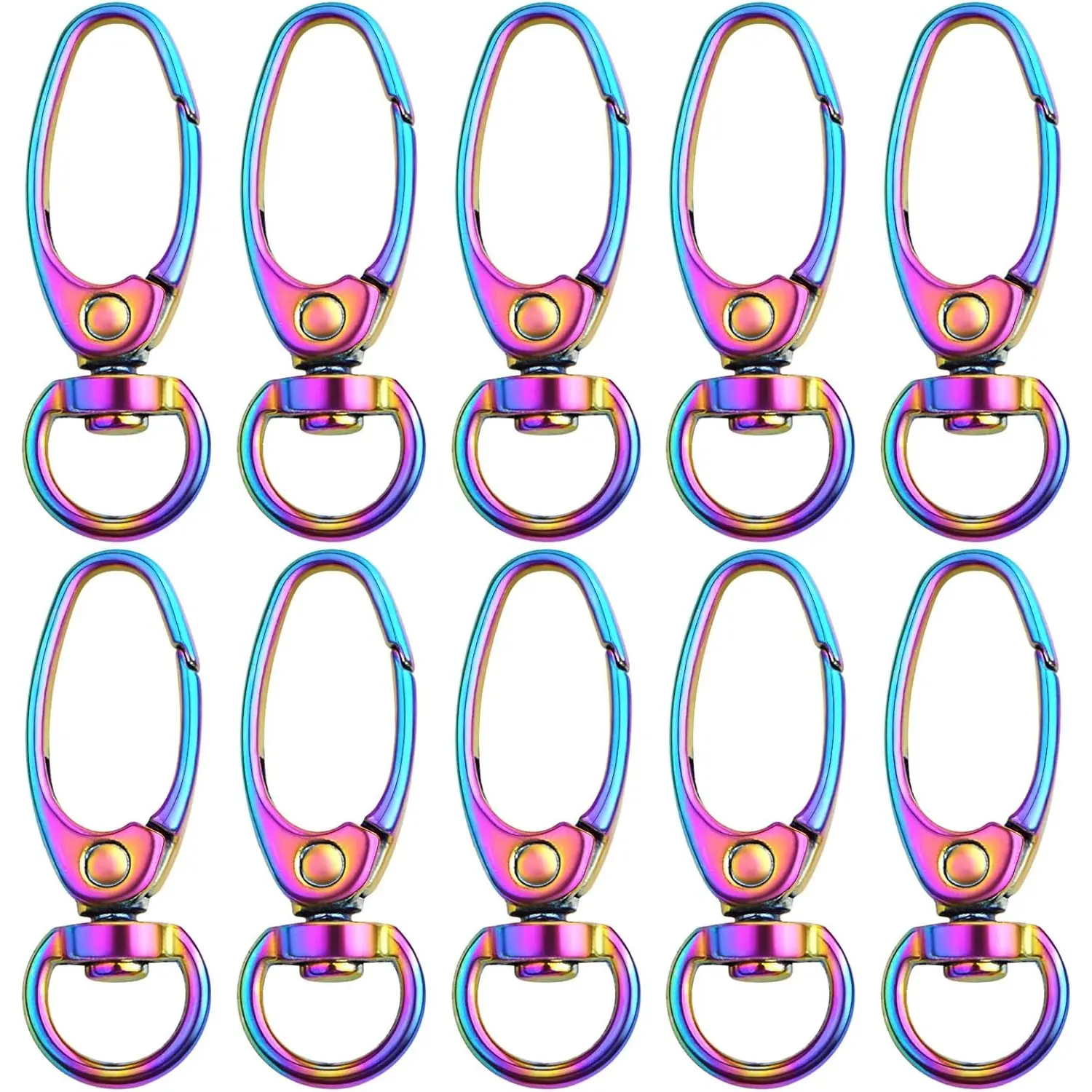 BronaGrand Swivel Clasp Clips,20pcs 35mm Swivel Trigger Clips Metal Keyring Clasps Snap Hooks for Hanging Key Chains Dog Leashes Crafts Decorations,Rainbow Color