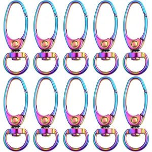 BronaGrand Swivel Clasp Clips,20pcs 35mm Swivel Trigger Clips Metal Keyring Clasps Snap Hooks for Hanging Key Chains Dog Leashes Crafts Decorations,Rainbow Color