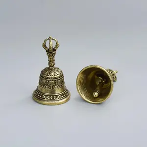 Carved Bronze Bell, Hand-Held Shaker with Clapping Handle, Soothing Sounds for Healing, Ideal for Church, Weddings, Schools & Festivals, Percussion Instrument