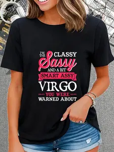 100% Cotton Funny Virgo Tshirt - Birthday - Zodiac Sign - Classy Sassy T-Shirt Casual Short Sleeve Shirt Fabric Soft