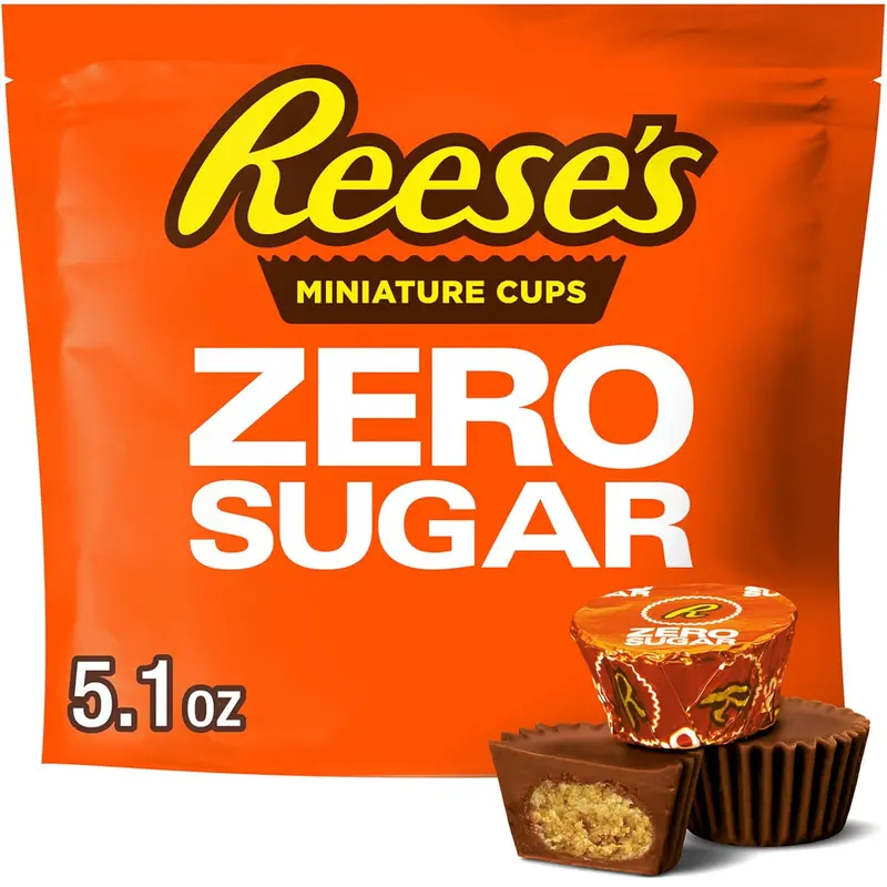 Zero Sugar Miniatures Chocolate Peanut Butter Cups, Candy Bag, 5.1 oz
