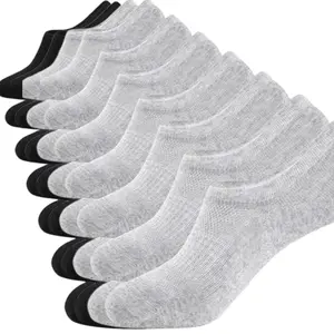 No Show Socks for Men & Women - 14 Pairs Low Cut Invisible Ankle Socks, Cotton Thin Liner with Non-Slip Grip, Casual Athletic Boat Socks for Everyday Comfort Black Menswear Mesh Elastic Fabric