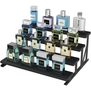 Lifewit 4-Tier Cologne Organizer for Men 9.8inch & 13.9inch Perfume Stand Black & Natural Wood Display Riser Shelf for Fragrance Aftershave Skincare Makeup Vanity Bedroom Bathroom Countertop Storage 1 or 2 Pieces