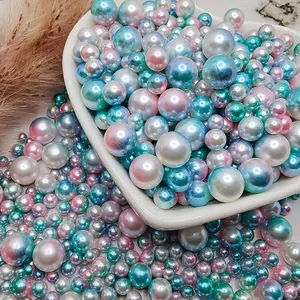 300 Pieces Faux Pearls Vase Fillers, Non-Hole Lustrous Round Beads, Mixed Size 3-10mm, Ideal for Home Party Wedding Decoration, Bead Assortment, DIY Beads