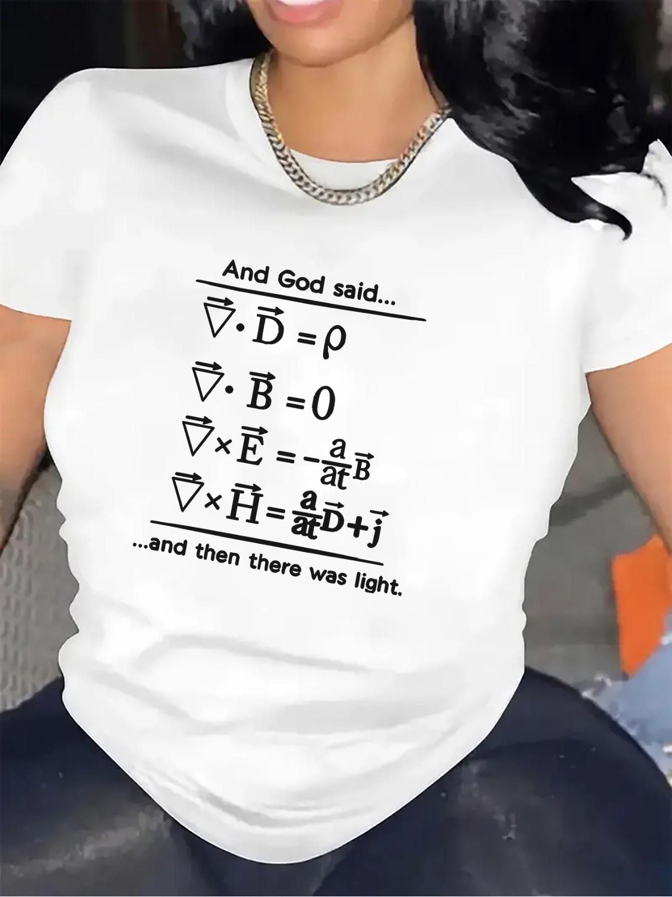 Polyester Short Sleeve T-Shirt with Physics Equation Design, Lightweight Durable Wear for Science Enthusiasts, Perfect for Lab,, or Casual Wear at Home or Restaurant