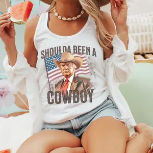 Should Have Been a Cowboy Trump Racerback Tank, 4th of July USA Tee
