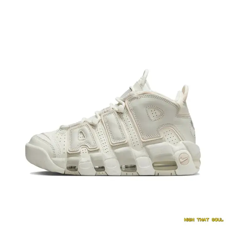 Off-white pale pink unisex high-top sneakers. Leather upper with stitched letter details and breathable holes. Visible air cushion offers soft cushioning, rubber sole ensures stable traction for daily casual wear.
