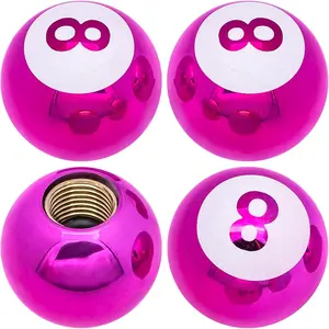 4 Pack Pool 8 Ball Style Tire Valve Stem Caps, Universal Copper Core Dustproof Tire Valve Stem Covers for Cars, SUV, Trucks, Bikes, Motorcycles, Bicycles