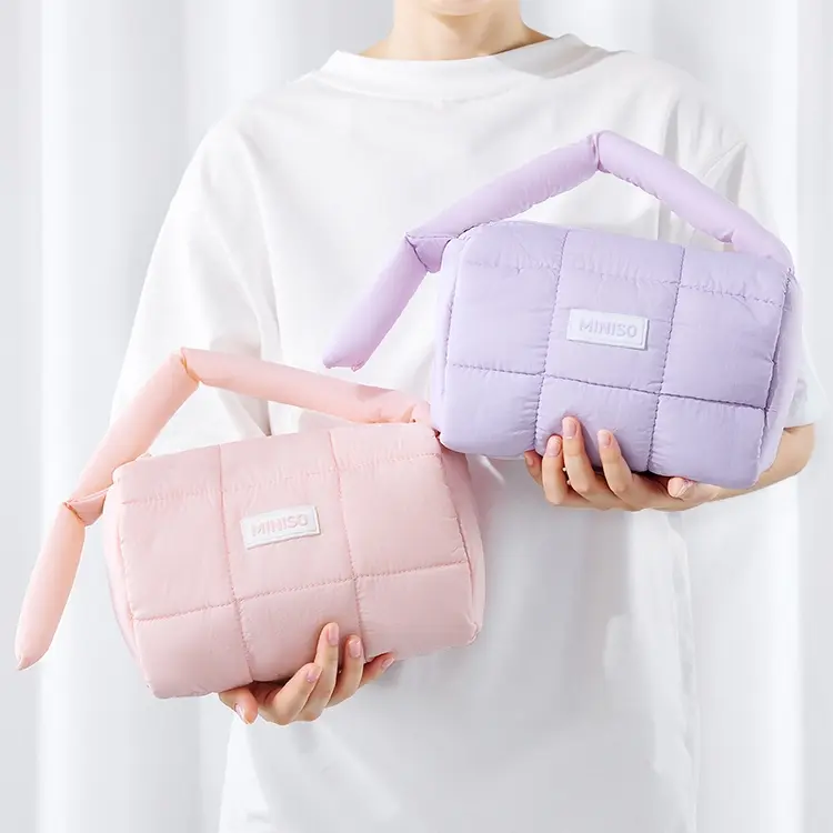 MINISO Puff Series Portable Handheld Storage Bag - Cute, Lightweight Makeup Pouch for Purse, Daily Use & Back to School Home Organizer