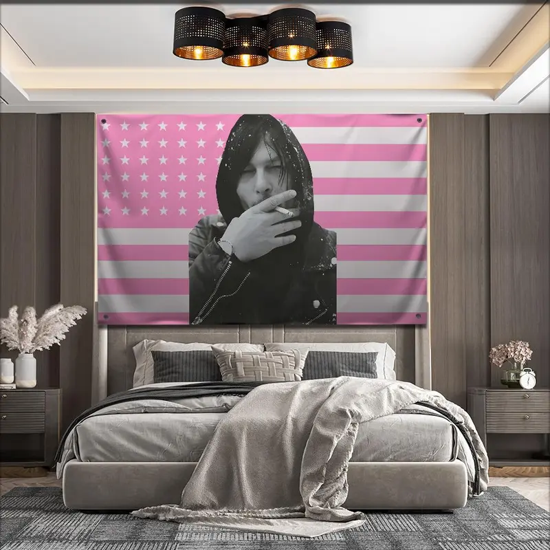 American Dead D-Daryl Dixon Flag For Garden Flags Party Living Room Home Balcony Wall Decor Banner Bedroom Tapestry Outdoor Peach skin suede