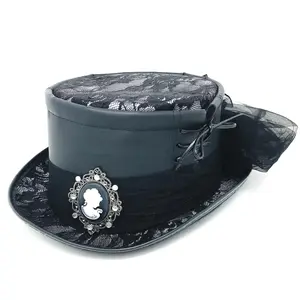 Steampunk Women Top Hat Metallic Mad Hatter Scientist Time Traveler Halloween Costume Hats