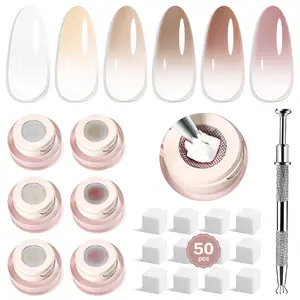 JODSONE 6 Colors Pat Painting Gel Nail Polish Set for Color Progress Nail Design Painting with Manicure Pen and 50 Nail Sponges
