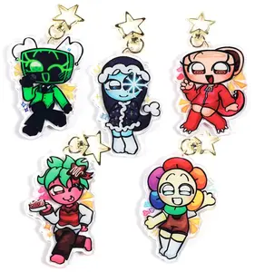 Dandy's World Acrylics Keychain with Characters Dandy Shelly Vee Astro Sprout - Kawaii Keyrings Birthday Gifts – Cute Acrylic Keychain Charms, Perfect Gift for Fans & Collectors