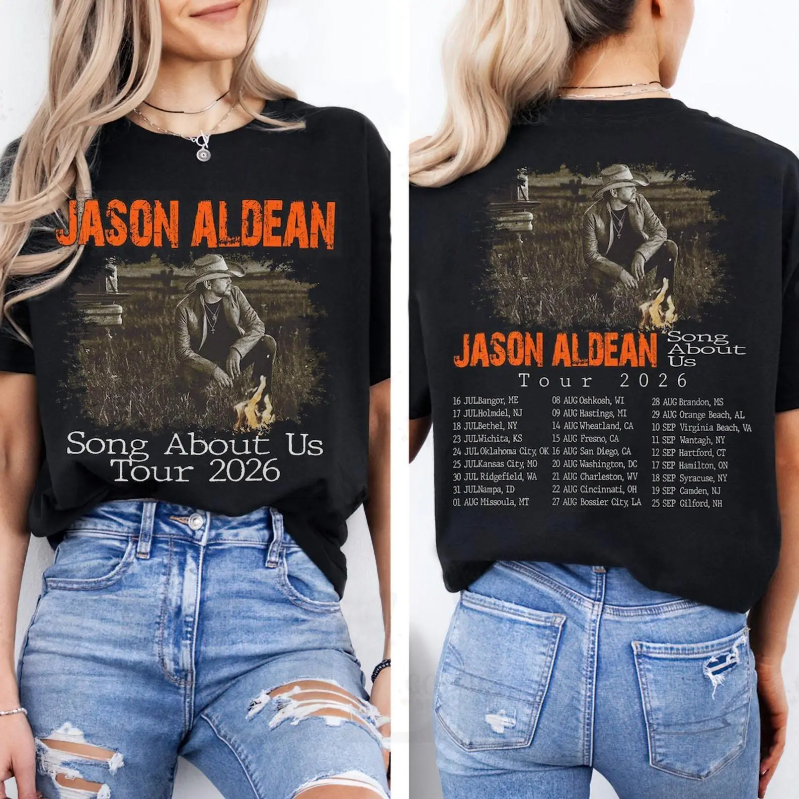 Jason Aldean Songs About Us Tour Live Graphic Tee, Vintage Country Singer T-Shirt, Concert Fan Apparel T073076