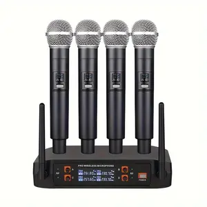 LMBGM D4 UHF Wireless Microphone System, 4 Handheld Mics, Clear Sound, 164ft Stable Range for Karaoke Singing Conference Stage Performance