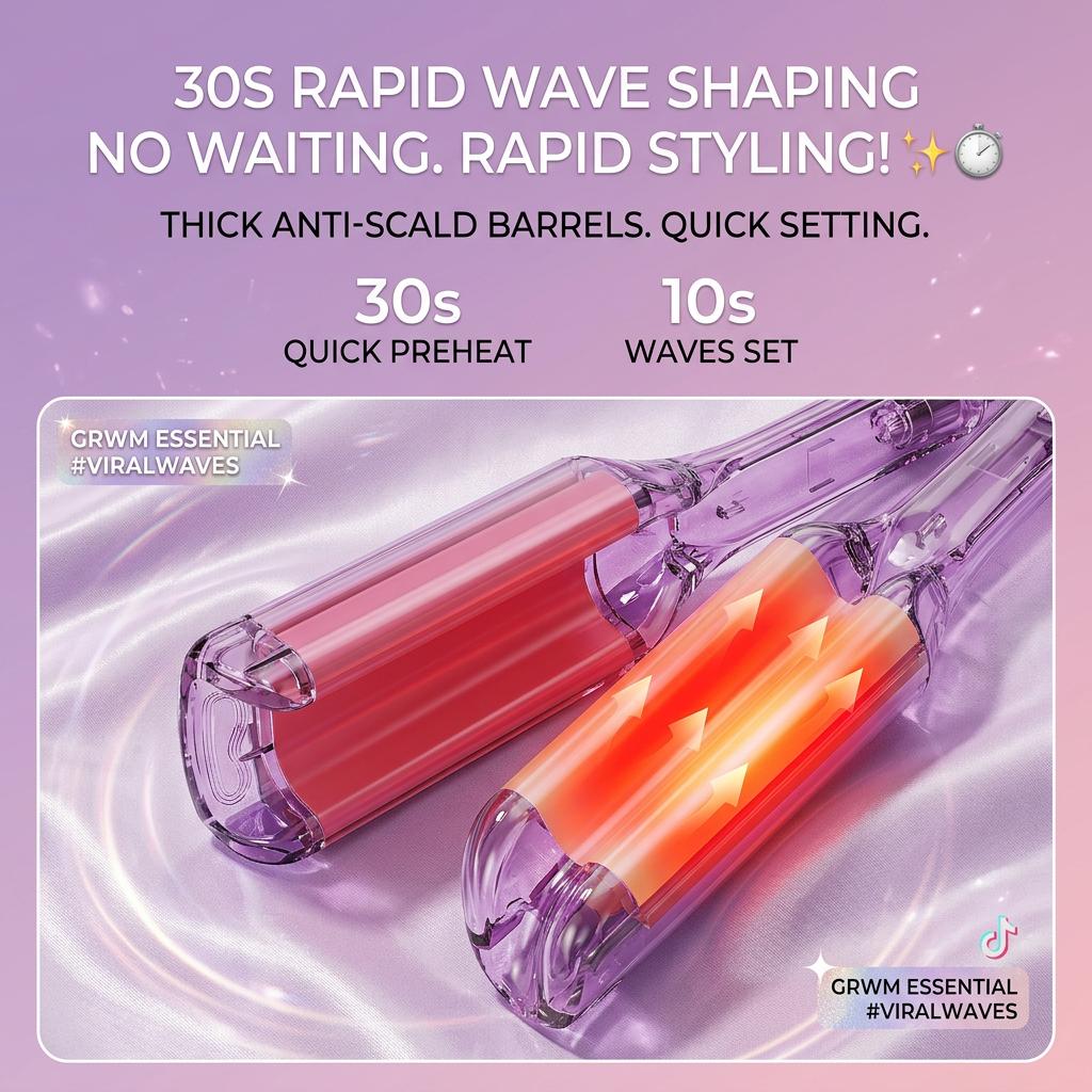 3-Barrel Deep V Wave Curling Iron American Latin Wave Hairstyle  2026 New Upgrade Adjustable Temperatures Fast Heating Silicone Cover  HairTutorial