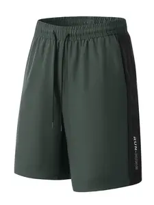 Men's Summer Quick-Dry Breathable Ice Silk Shorts, Elastic Waist with Drawstring, Sporty Four-Quarter Pants for Outdoor Running