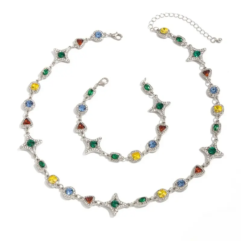 Unisex Gemstone Star Chain Jewelry Sets, Party & Holiday Gift, Unique Personal Style Fashion Costume Accessories