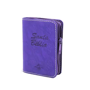 Biblia Mini Bolsillo para Mujer Reina Valera 1960 con Cierre, Indice, Senti Piel en color morado/ Pocket Size Bible Spanish Mini Bible