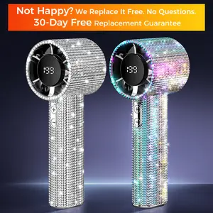 Easypie Selection Luxury Full Diamond Portable Handheld Mini Fan, USB-C Rechargeable, Speed-Adjustable Quiet Turbo Fan, Summer Gift Box