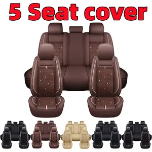 summervibes Side Full Surround Design Car Seat Cover - PU Leather with Breathability Smooth Texture Stain Resistant Dirt Resistant for All Five Seats Suitable for All Seasons