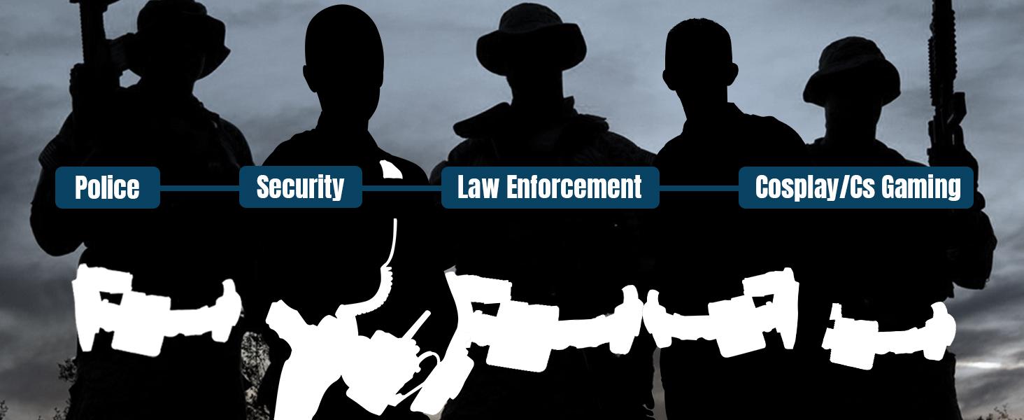 Odoland Police Security Modular Equipment System - Molded Duty Belt Set with Colt 1911, Flashlight, Baton Holsters