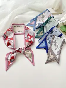 5 Pcs / 1 Set Elegant French Floral Polyester Scarf Set, Vintage Style Hairband, Woven Ribbon Belt, Vintage Hair Wrap, Multi-Functional Accessory for Women & Girls