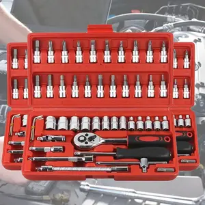 46-Piece Multifunctional Socket Wrench Set - 72-Tooth Quick Ratcheting Wrench, Dual-Purpose Socket Combination Tool, Essential Mechanic Kit for Auto Repair, Ratcheting Wrench Set
