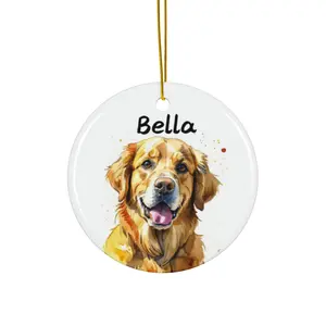 Personalized Pet Ceramic Ornaments, Custom Dog Decor, Holiday Tree Hanging, Gift for Pet Lovers, 2-Side Print