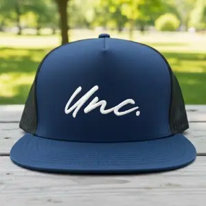 Minimalist UNC Script Trucker Hat | Classic Snapback Cap | Casual Streetwear Mesh Hat | Unisex Everyday Hat