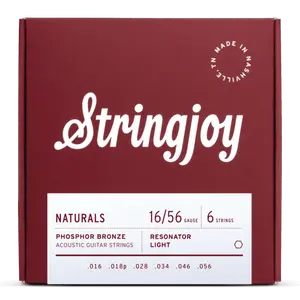 Stringjoy 16-56 Resonator Gauge Naturals - Phosphor Bronze Acoustic Guitar Strings
