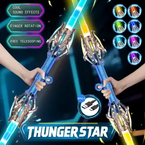 Light toys with cool and colorful lighting effects handsome double-edged retractable light toys with cool lighting effects, a seven color light, gifts for boys and girls