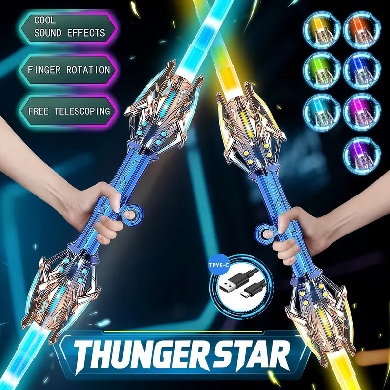 Light toys with cool and colorful lighting effects handsome double-edged retractable light toys with cool lighting effects, a seven color light, gifts for boys and girls