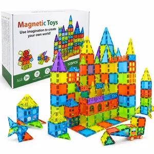 125PCS Large Magnetic Building Tiles Set, Castle Design STEM Magnet Blocks, Educational Play Toy for Children 3+