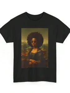 Black Mona Lisa Afro African American Month T-Shirt