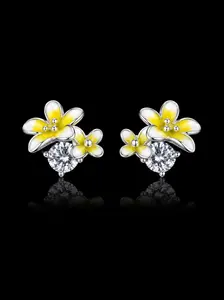 925S Yellow Floral CZ Stud Earrings