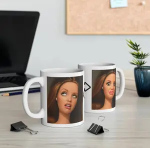 Funny Doll Face Mug, Disgusted Meme Coffee Cup, Sarcastic Reaction Gift, Weird Humor Tea Cup, Unhinged Meme Mug